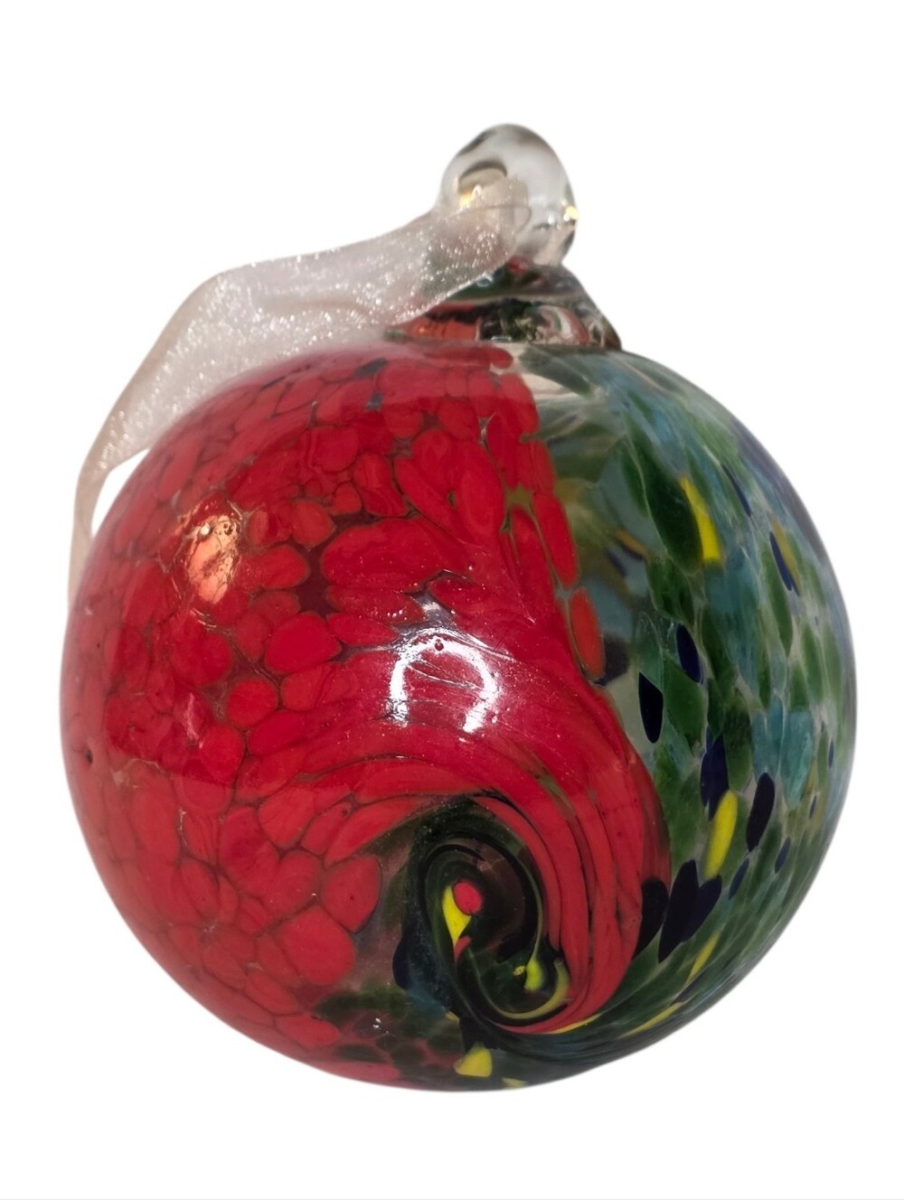 Large Round Ball Hand Blown Glass Ornament Studio Art Friendship / Witch Ball